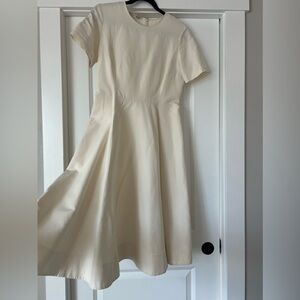 Lafayette 148 New York Ivory Silk Linen Short Sleeve Dress Size 4